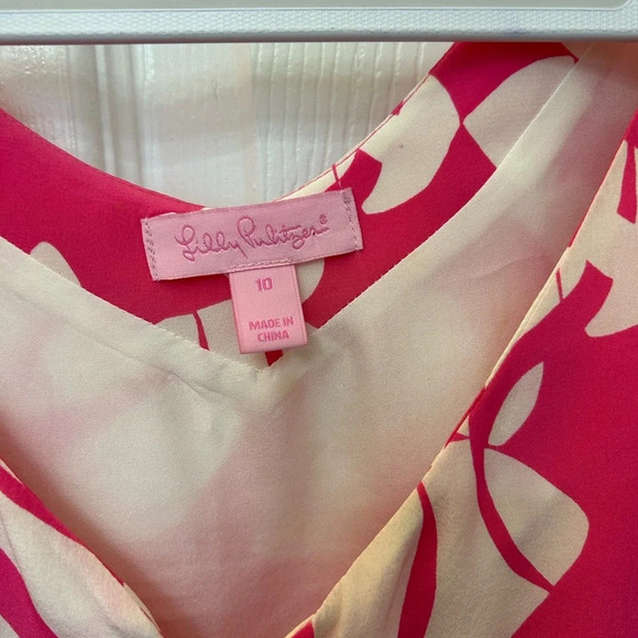 ! Lilly Pulitzer silk Genevieve Dress "Daiquiri Pin Wishing you were Here … - Picture 4 of 7